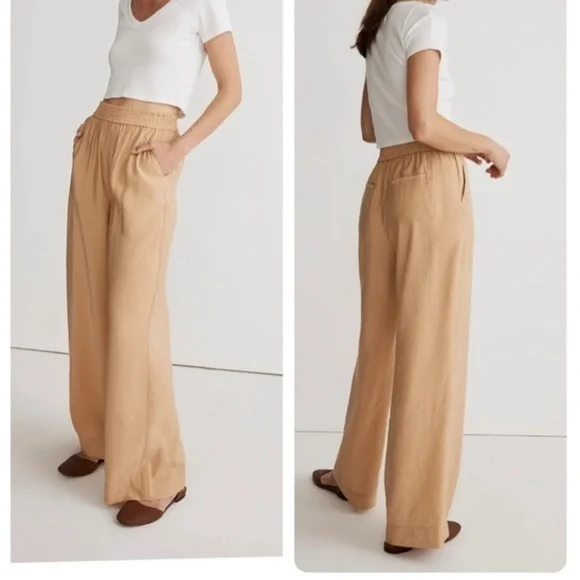 Madewell The Carley Wide Leg Pants in Softdrape Khakis Tan Medium NWT - Picture 1 of 11